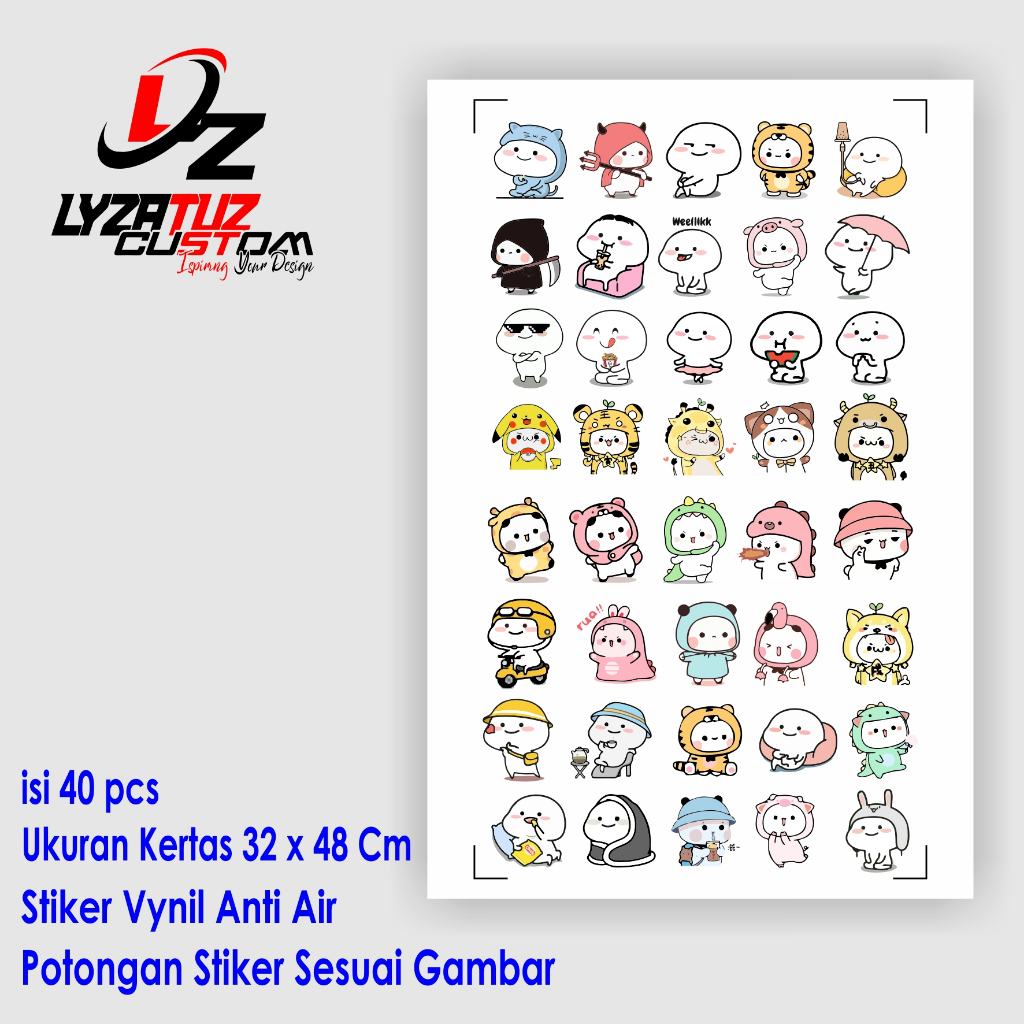 40 PCS STIKER PENTOL LUCU AESTHETIC UNTUK LAPTOP CASE TUMBLER HP
