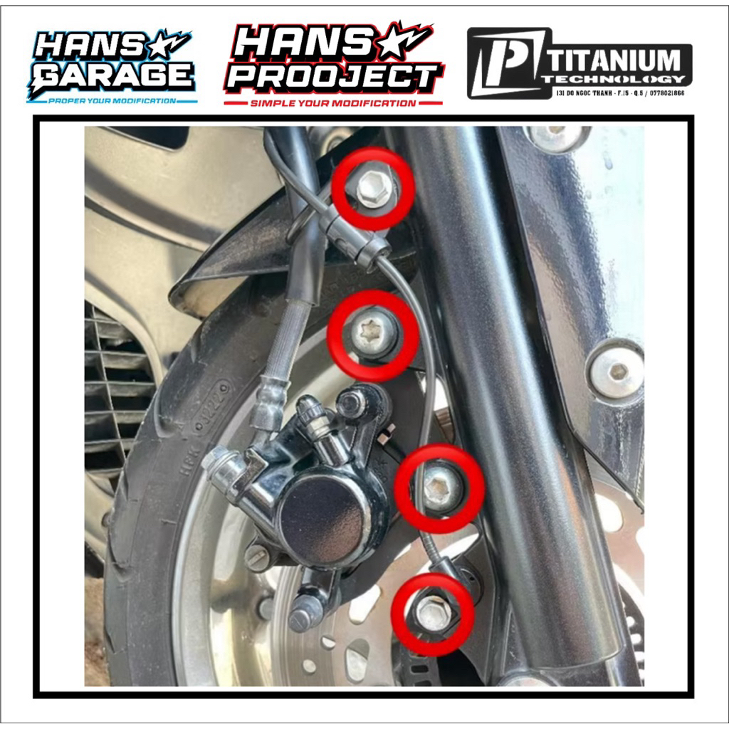 Baut TITANIUM Breket Kaliper Selang rem sensor speed Nmax Aerox