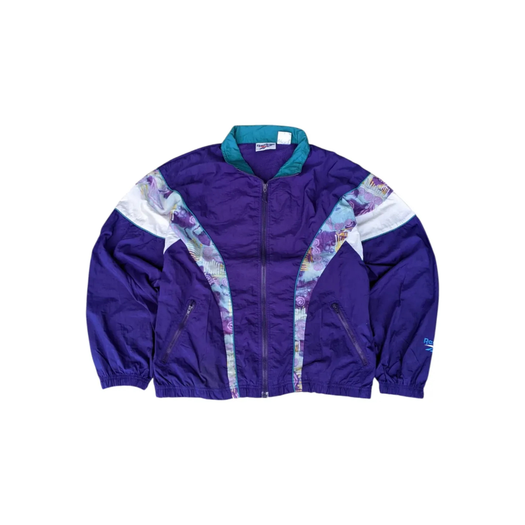REEBOK - Jaket Vintage Windbreaker Bomber Unisex Pria Wanita Colorblock Size fit L