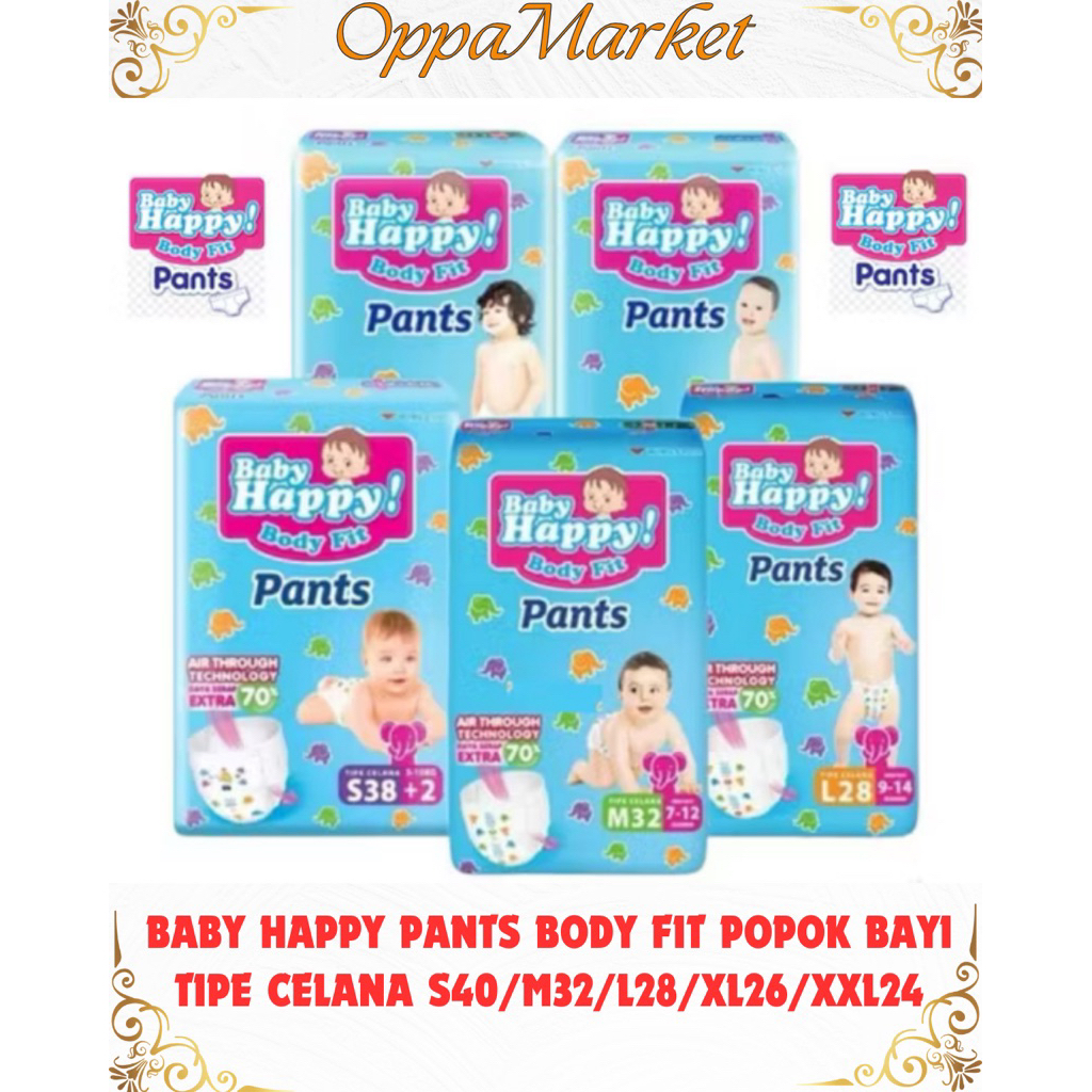 Baby Happy Pants Popok Celana Bayi S40/M32/L28/XL26/XXL24