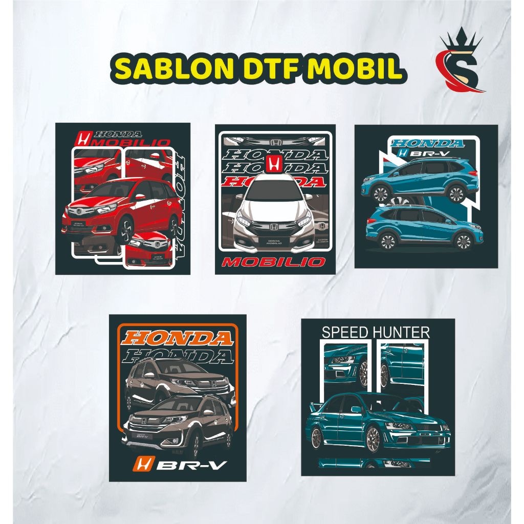SABLON SETRIKA SABLON DTF PRINTING UKURAN A3 dan A4 TEMA MOBIL EASTETIK