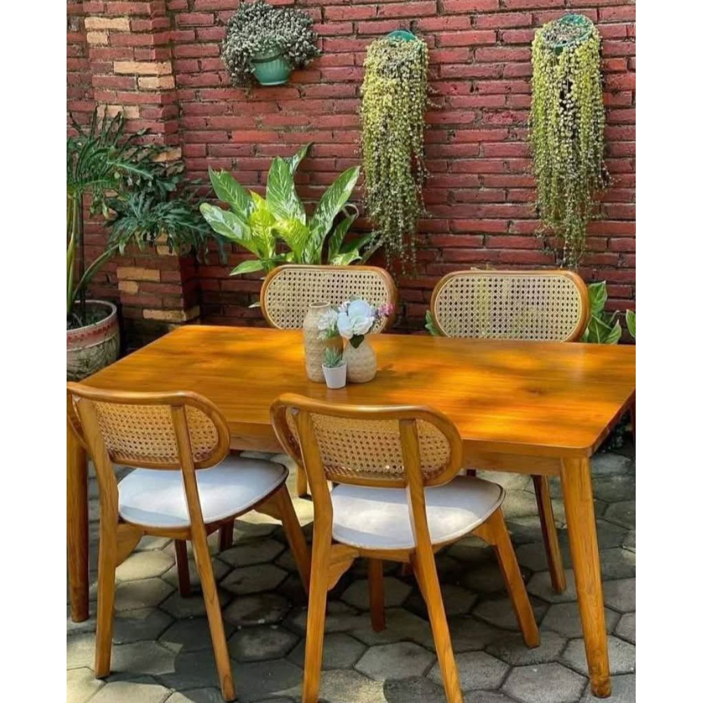Set meja makan kacang kayu jati meja makan cafe kacang kayu jati meja cafe kayu jati