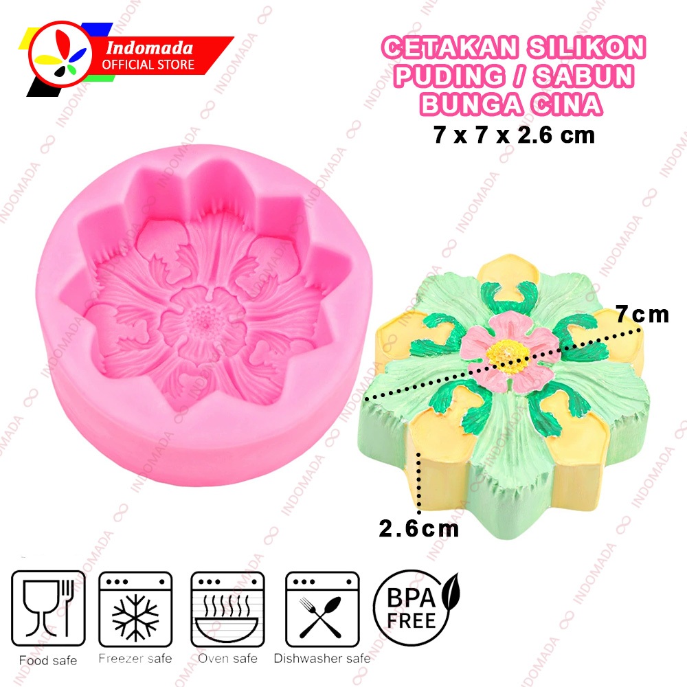 Indomada Cetakan Fondant Silikon Bunga Retro 7 x 7 x 2.6 cm Coklat Sugar Paste Epoksi Resin Sabun Pu