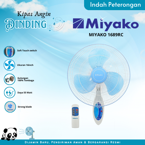 KIPAS ANGIN DINDING MIYAKO 1689RC (Remot)/KIPAS REMOT/  KIPAS ANGIN JOMBANG