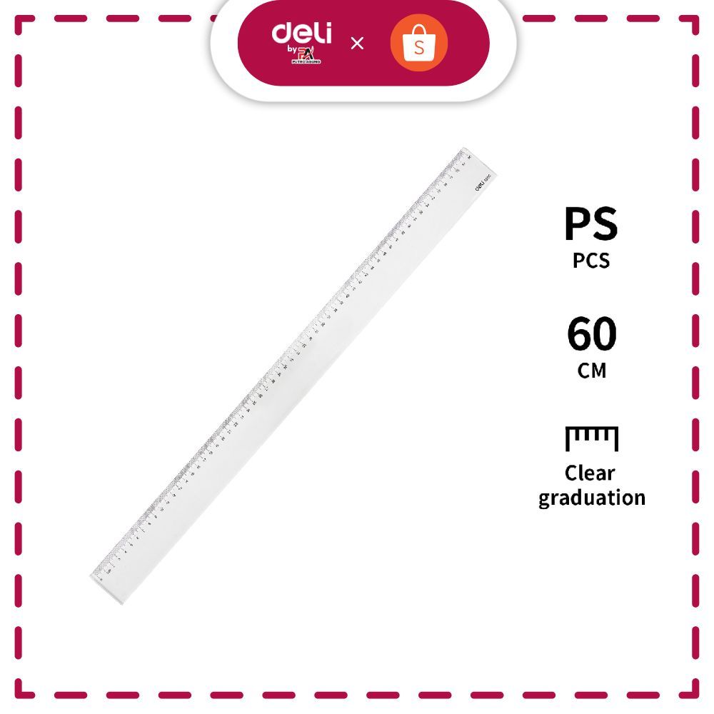 

Deli Penggaris 60cm tahan gores dan akurat tahan gores tembus pandang bening E6260