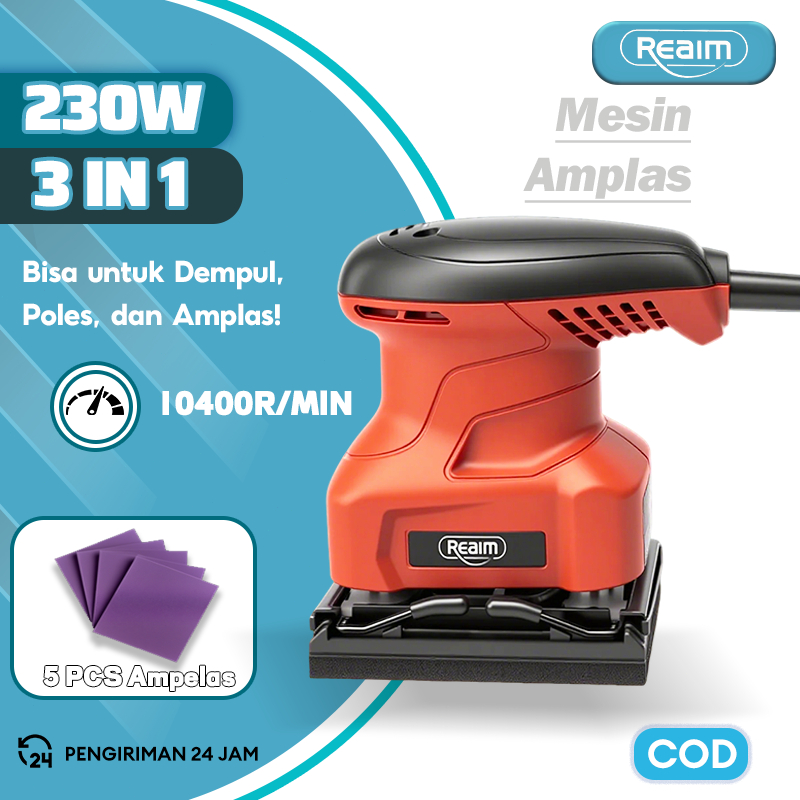 REAIM Mesin Amplas / Sander Elektrik Sander Amplas Kayu / Motor Tembaga / Tembok /Dempul Dinding Mes