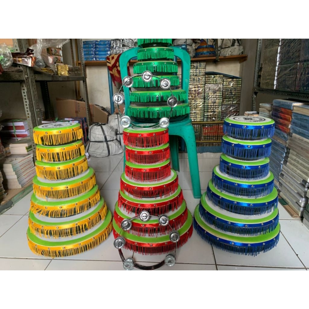 Rebana qasidah Lasqi Rumbey isi 7susun bonus kecrek markis 2 full 1set