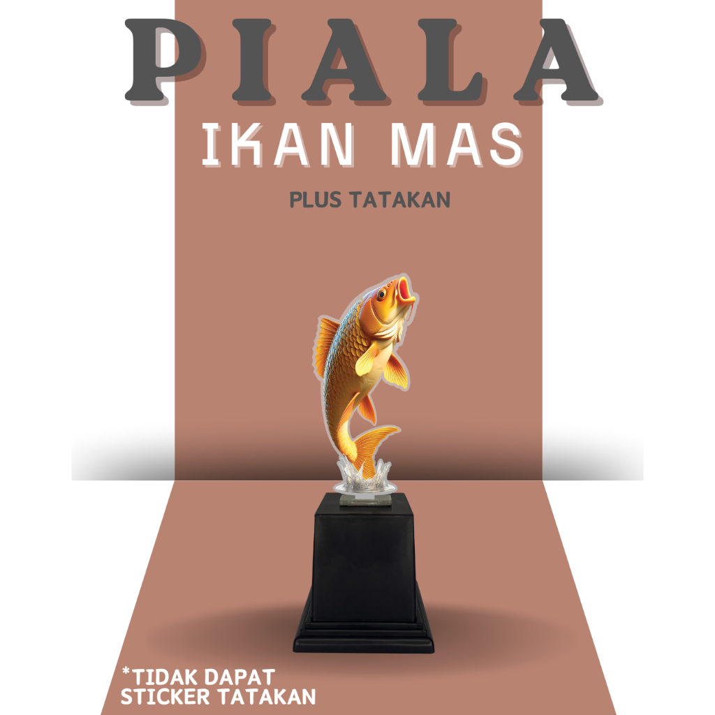 Piala Akrilik Ikan Mas Plus Tatakan Hadiah Lomba Mancing Ikan Souvenir