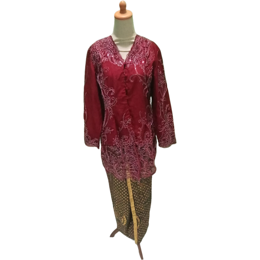 Kebaya Payet Among Tamu Ibu Manten Jadul Merah Perak Preloved