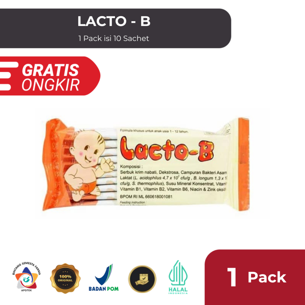LACTO-B 1 SACHET / PROBIOTIK DIARE / PROBIOTIK UNTUK PENCERNAAN SEHAT / PROBIOTIK BAYI
