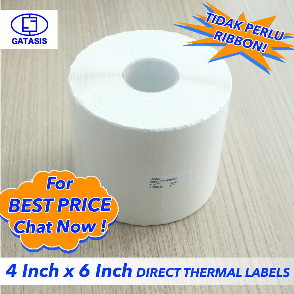 

Label Direct Thermal Uk. 4 inch x 6 inch ( Isi 500 pcs )