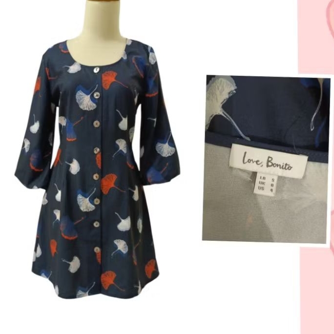 Dress Mini Lengan Balon Love Bonito Remaja Dewasa Ukuran Kecil Murah