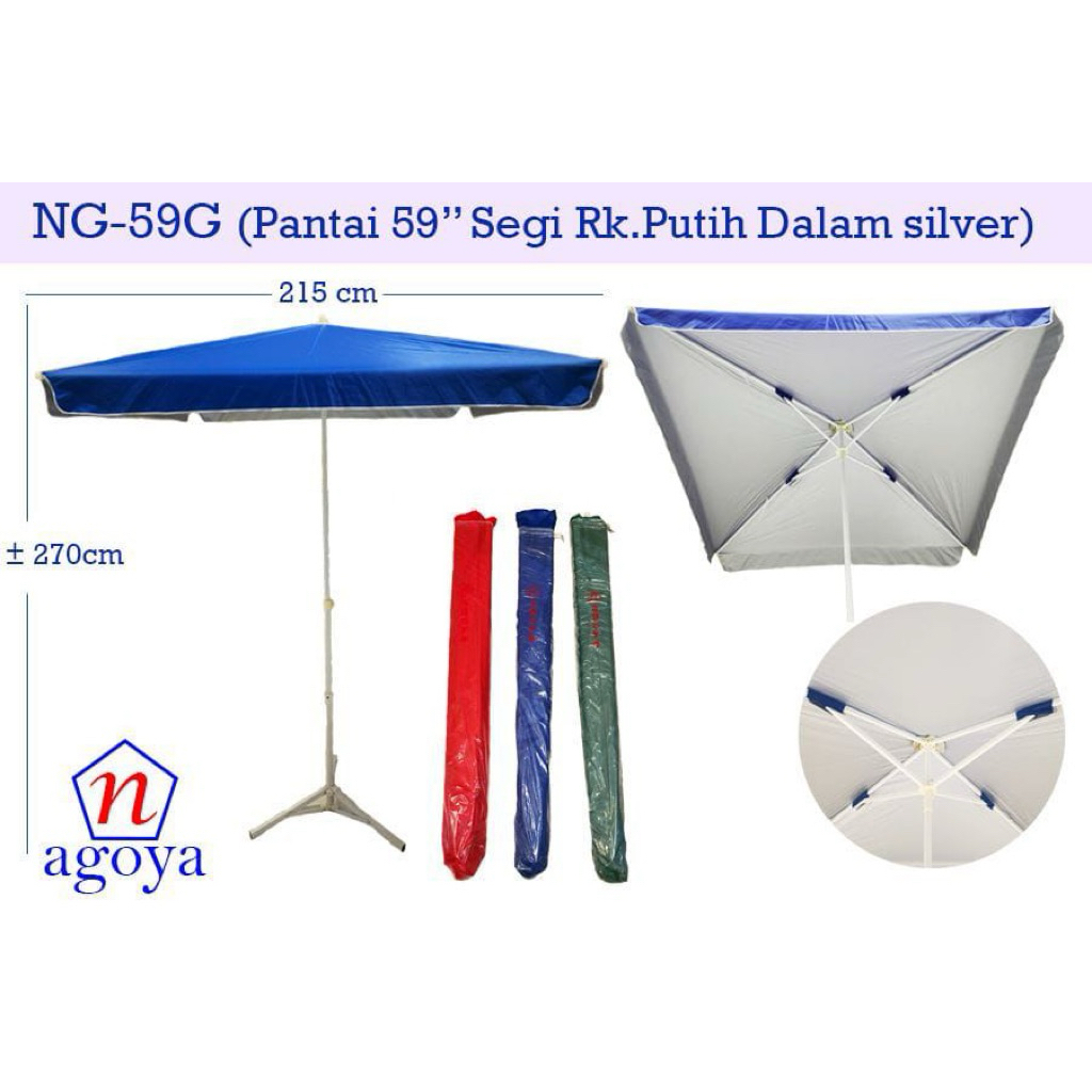 Payung Tenda Jualan / Payung Pantai 59" Segi Jumbo Persegi Nagoya Payung Jumbo Pantai Cafe Tenda Jua