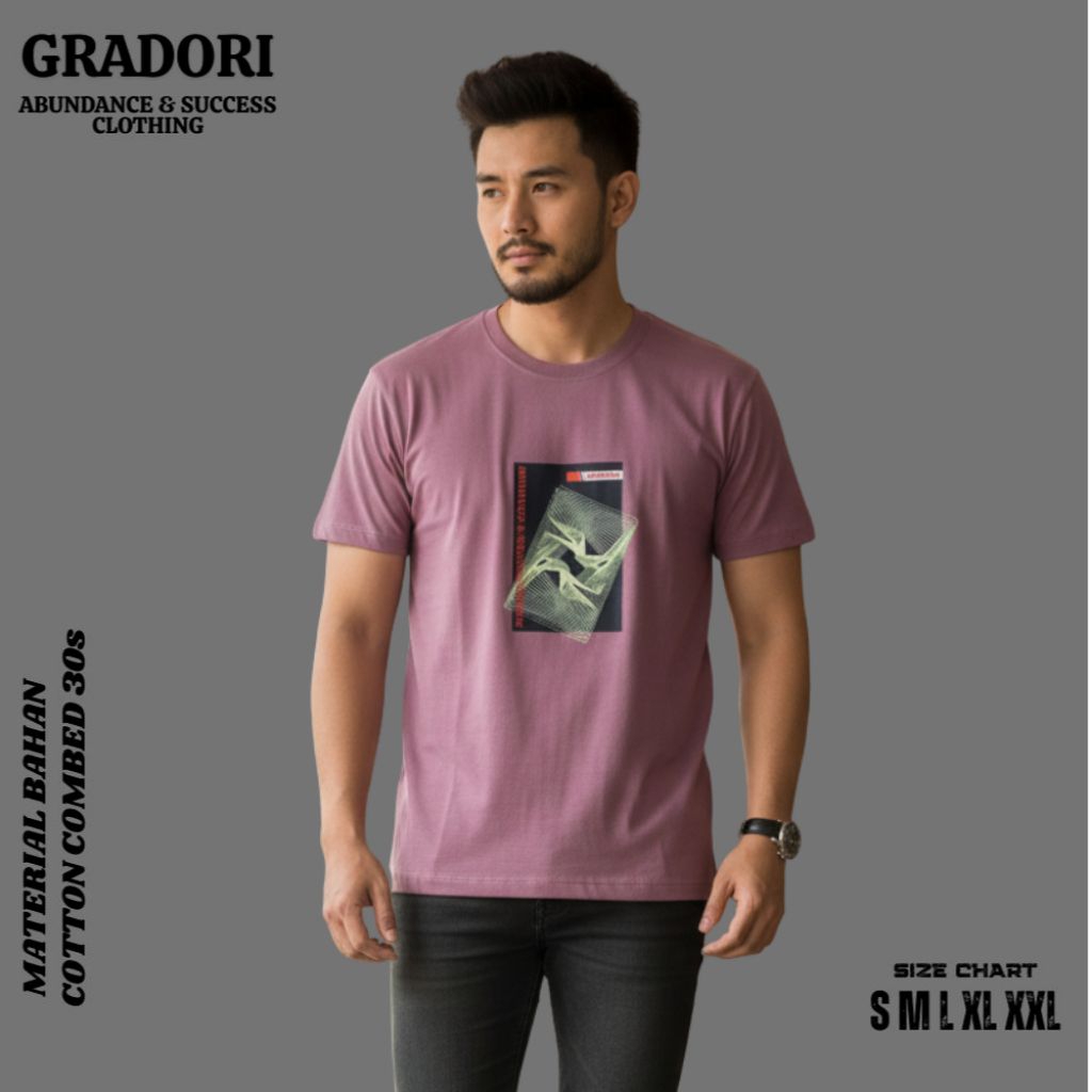 GRADORI Tshirt Baju Kaos Pria Wanita Tangan Pendek Warna Lilac
