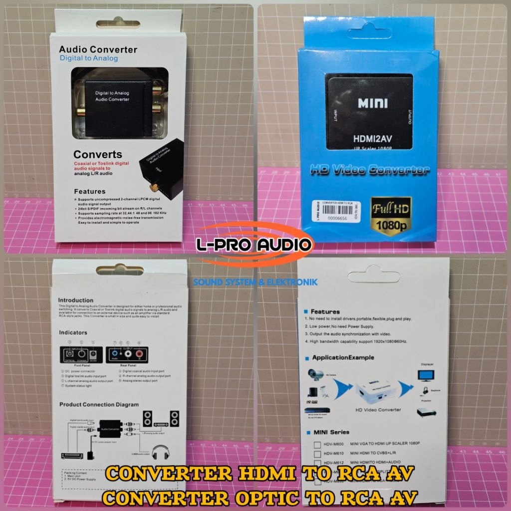 Converter HDMI ke RCA / OPTIC Toslink coaxial ke RCA