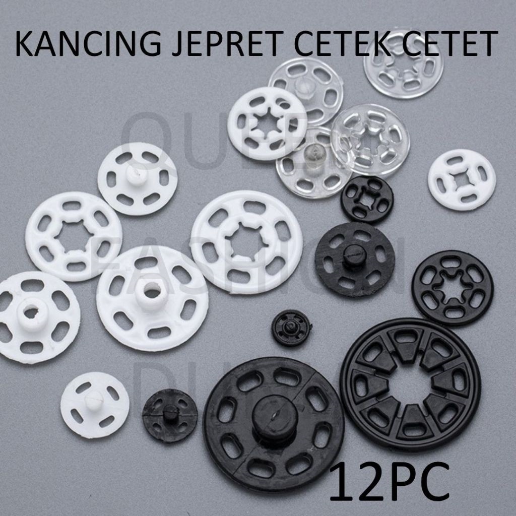 Kancing Jepret Cetek Cetet Snap Button Plastic Plastik Model Bulat Transparan Bening Harga/12pc