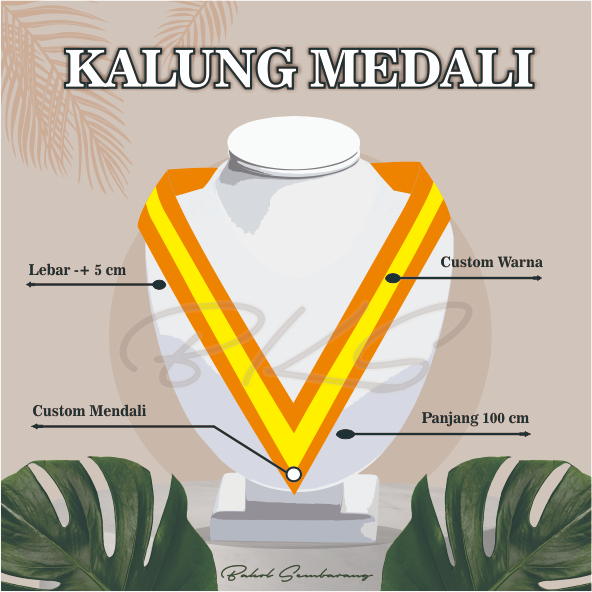 KALUNG GORDON/MEDALI/WISUDA CUSTOM ORANGE STRIP KUNING