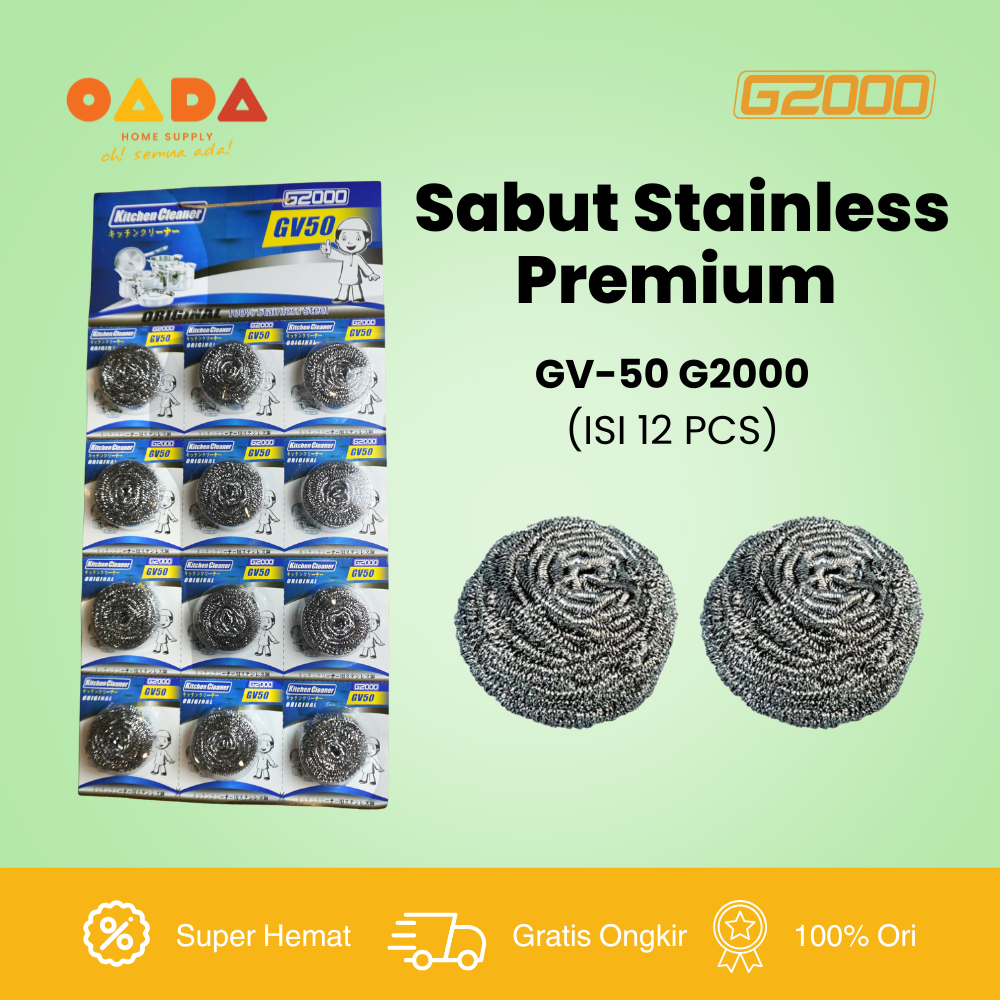 (Isi 12 pcs) G2000 Sabut Cuci Piring GV50 Stainless Steel Scourer Sikat Kawat Gosok Panci Termurah