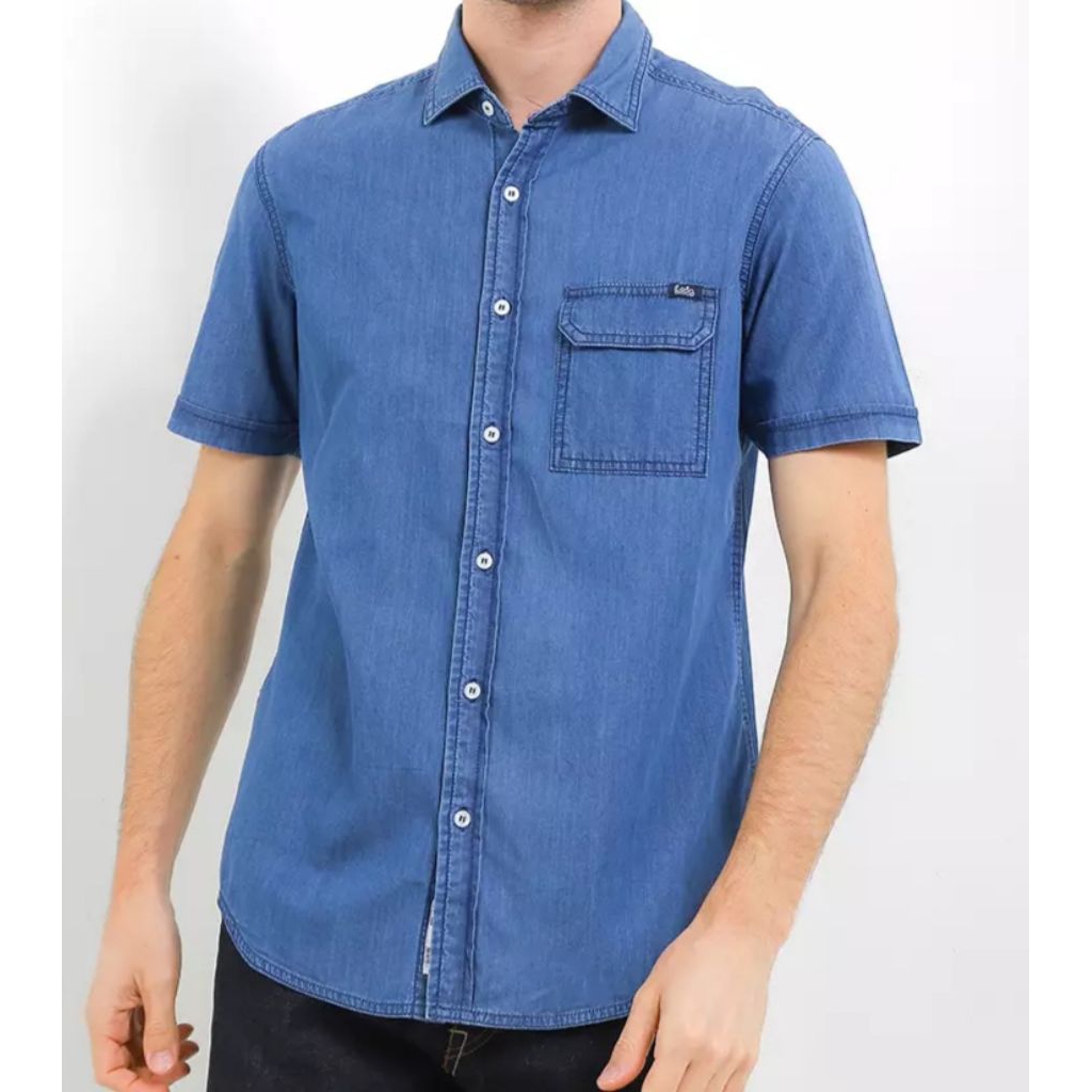 Cotton Denim Shirt Kls556D KEMEJA DENIM KATUN LENGAN PENDEK LOIS ORIGINAL
