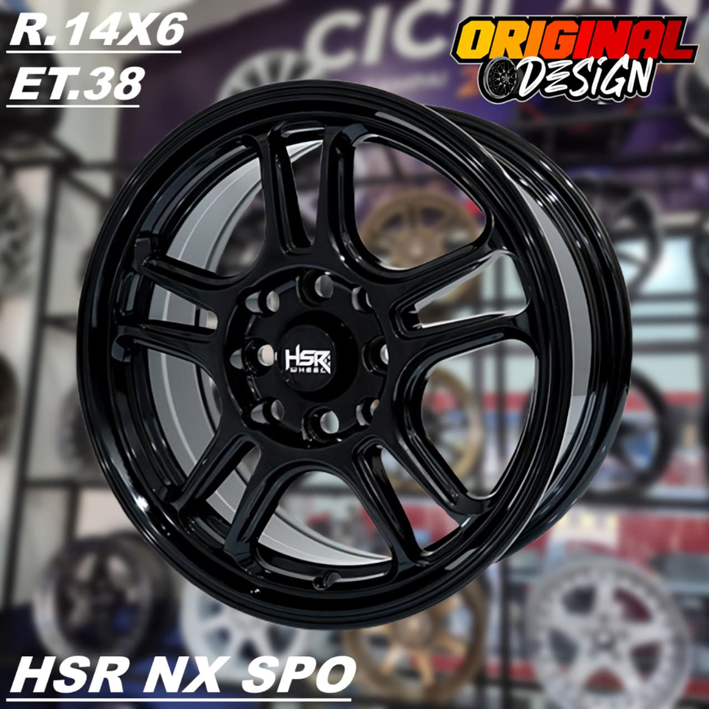Pelek Racing Ring 14 Warna Hitam Velg HSR NX SPO R14 Lubang Baut 4
