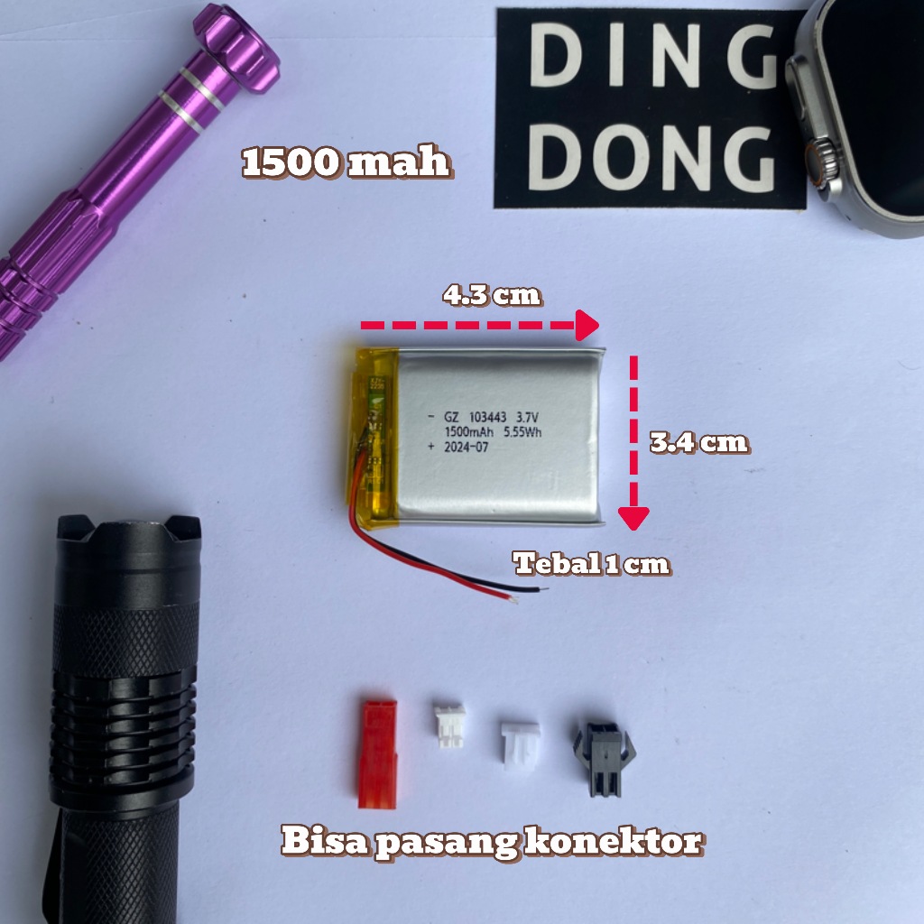 BATERAI LIPO 103443 1500MAH UNIVERSAL BATRE SPEAKER POWERBANK DRONE 1500 MAH LITHIUM POLIMER