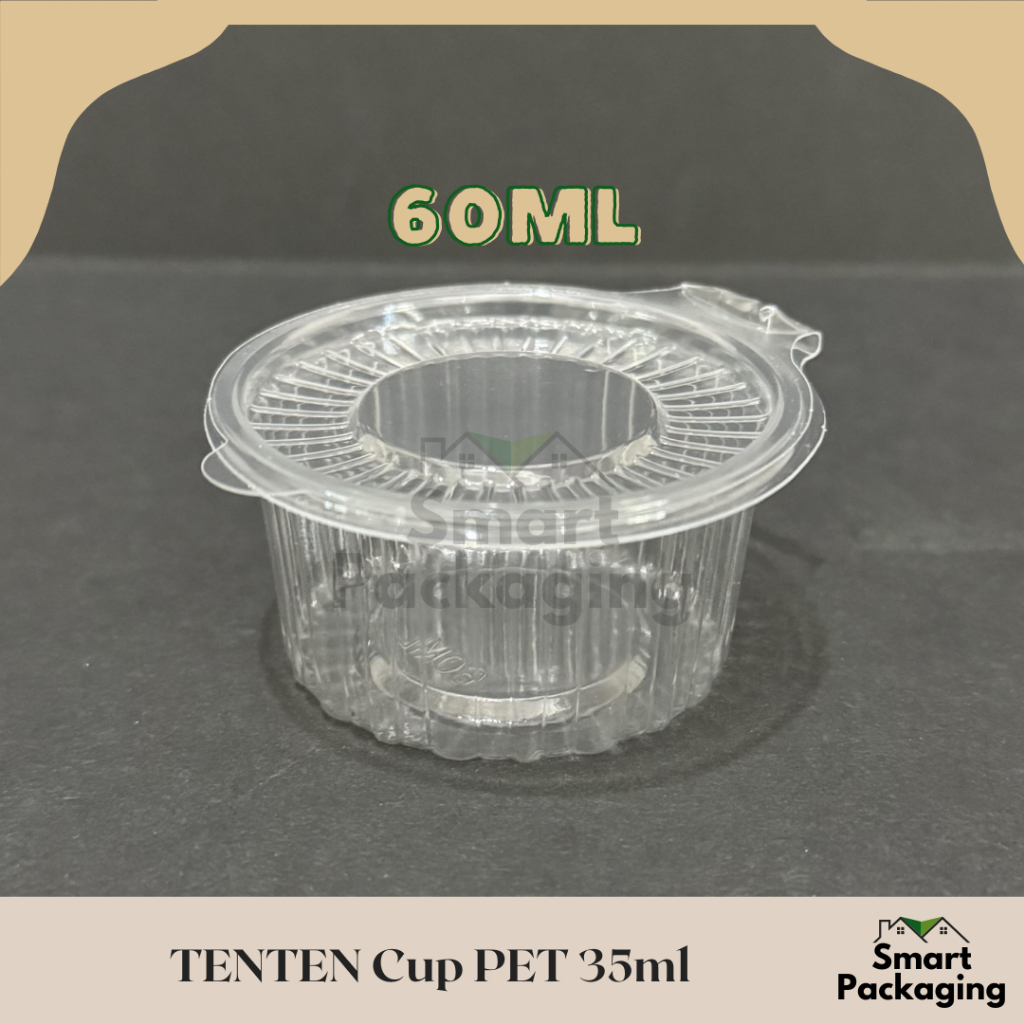 [ISI 50 PCS] TENTEN Cup PET 60ml / Cup Plastik Kecil 60 ml Garis / Sauce Container Bening / Cup Samb