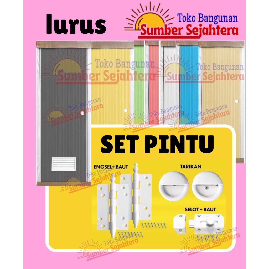 Pintu kamar Mandi PVc Set lengkap motif Lurus