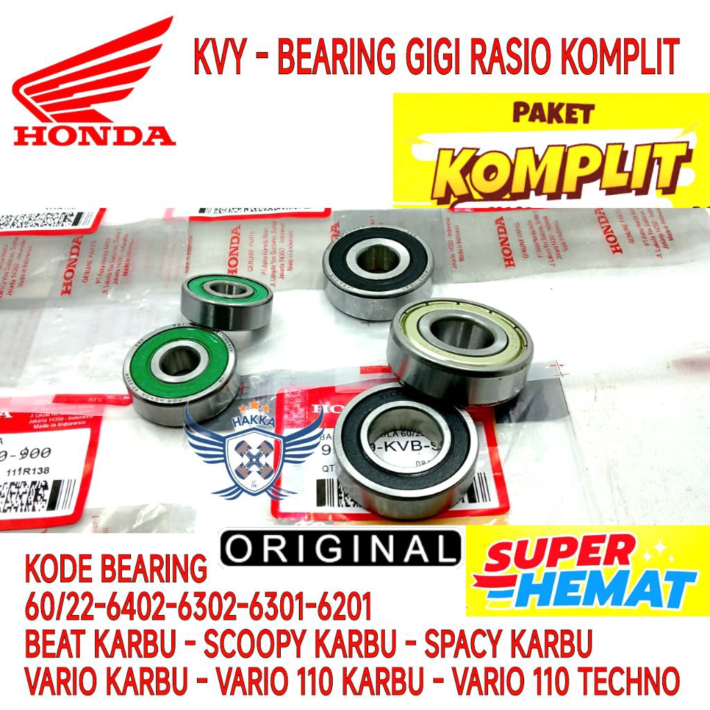 KVY ORIGINAL BEARING GIGI RASIO KOMPLIT HONDA BEAT KARBU, BEARING GIGI RASIO KOMPLIT SCOOPY KARBU, B