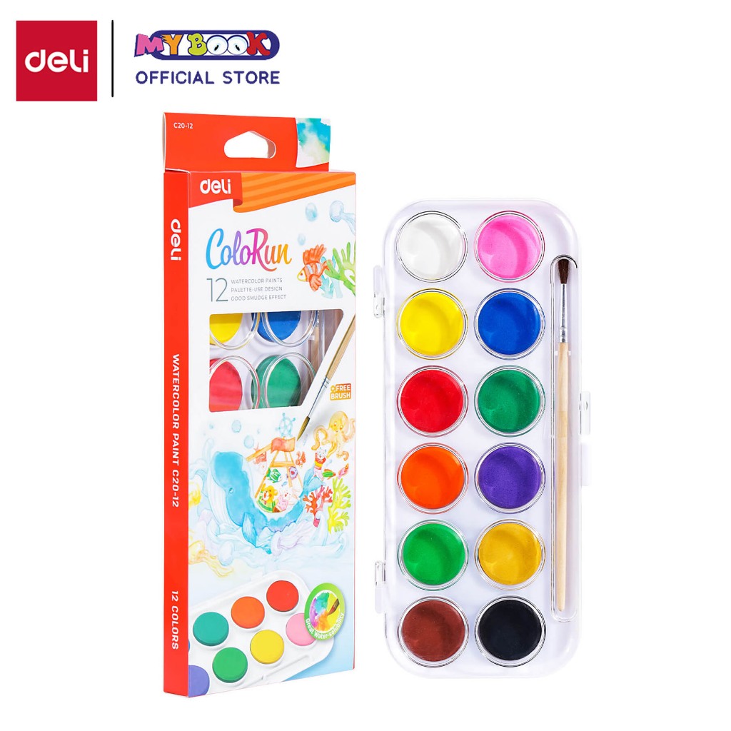 

Deli Cat Air Padat / Watercolor Painting Gratis Kuas 8 12 21 Warna EC20