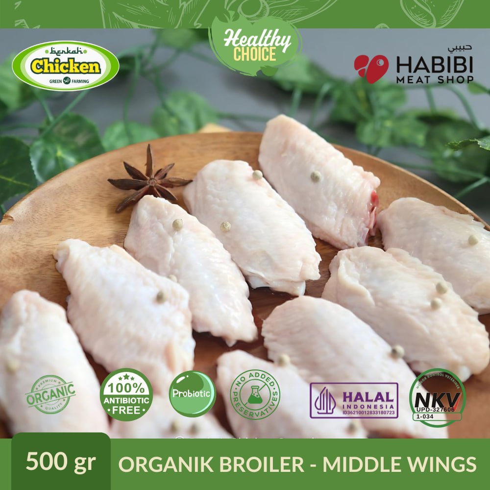 

Ayam Broiler Middle Wings Organik Berkah Chicken