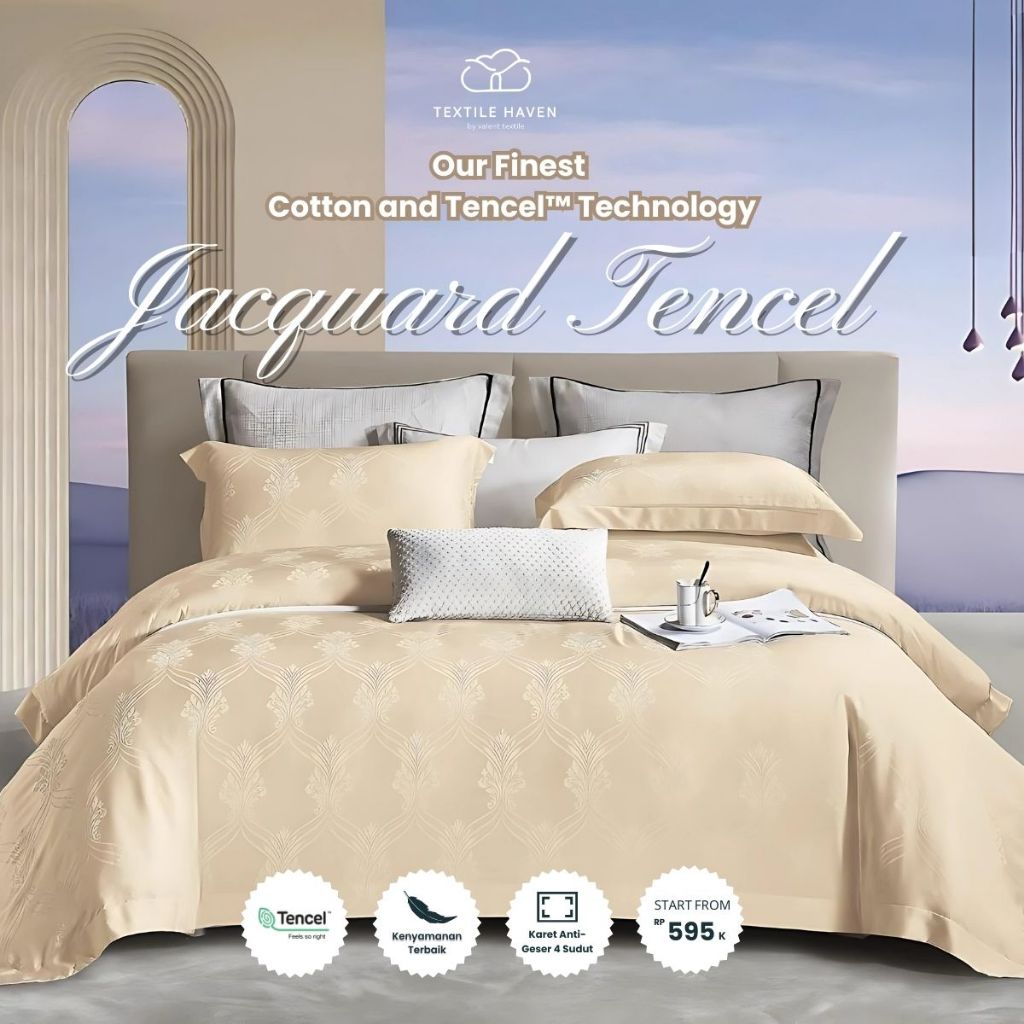 Sprei dan BedCover Jacquard Sutra Serat Bamboo Original 80s | Sprei KingKoil Sutra Emboss tinggi 40