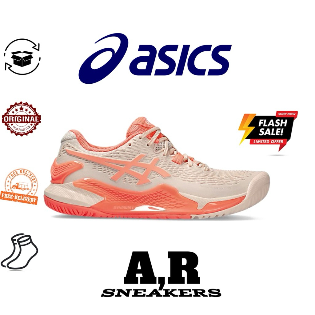 Sepatu Tenis / Padel Wanita Asics Gel - Resolution 9 Pearl Pink Sun Coral