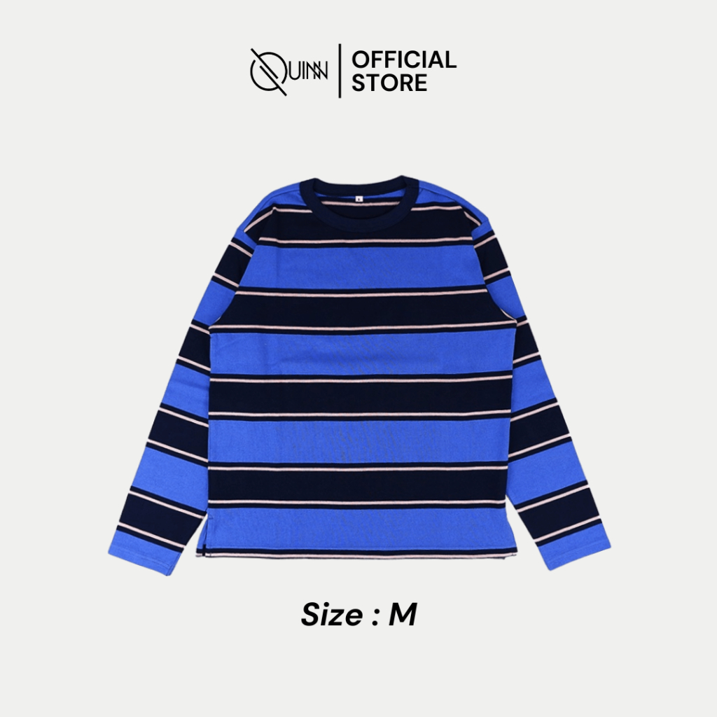 Uniqlo Stripe Long Sleeve Navy Blue / Kaos Lengan Panjang Pria