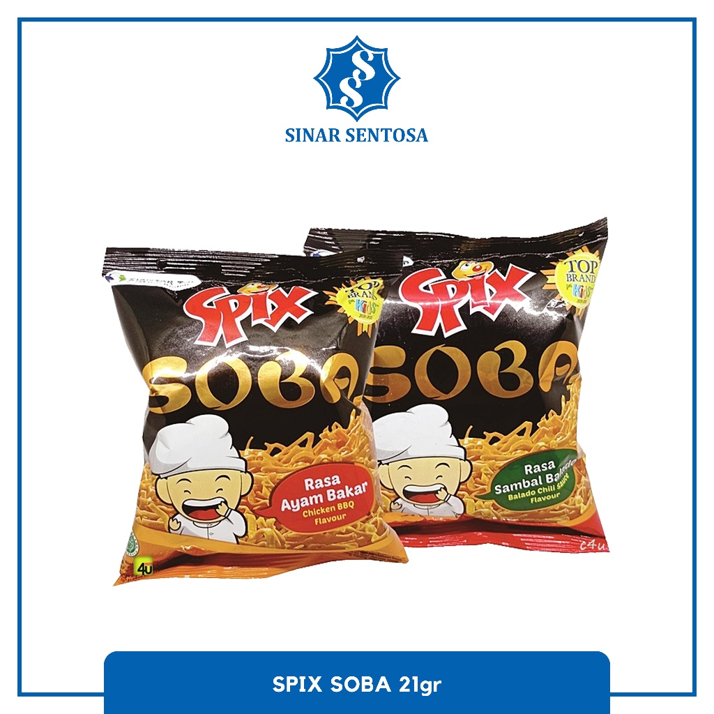 Spix Soba Ayam Bakar & Sambal Balado Snack Mie Goreng Pedas 21gr – Cemilan Renyah