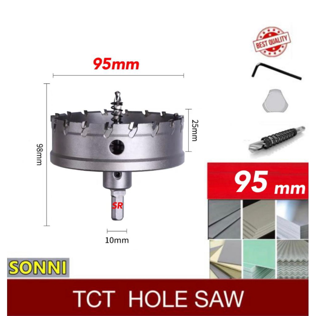 Hole Saw TCT 95 mm/ Mata Bor Besi Merk SONNI