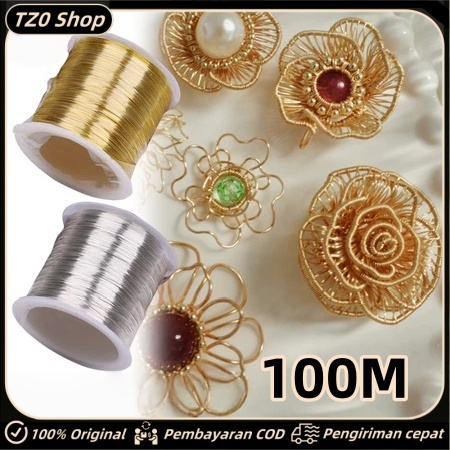 100m Gulungan Kawat Tembaga Warna Emas Silver Ukuran 0.3mm Untuk Membuat Perhiasan Diy 0.3MM.