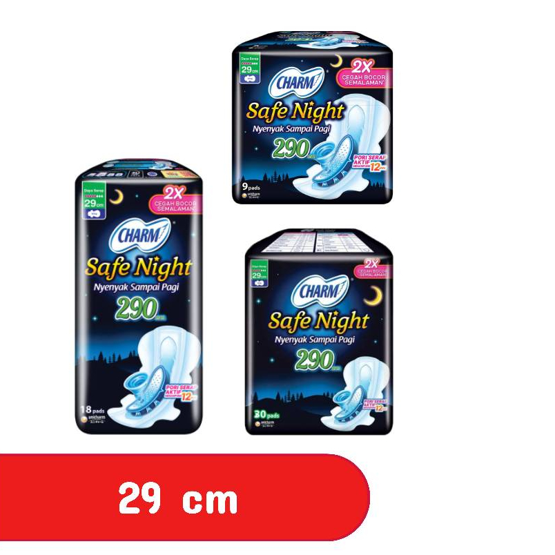 Charm Safe Night Pembalut Wanita Sayap Malam 29 cm