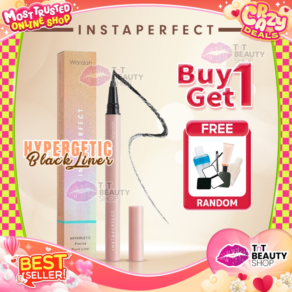 Instaperfect HYPERGETIC Precise Black Liner 1 g - Eyeliner Spidol (Hasil Presisi Sempurna & Pigmente
