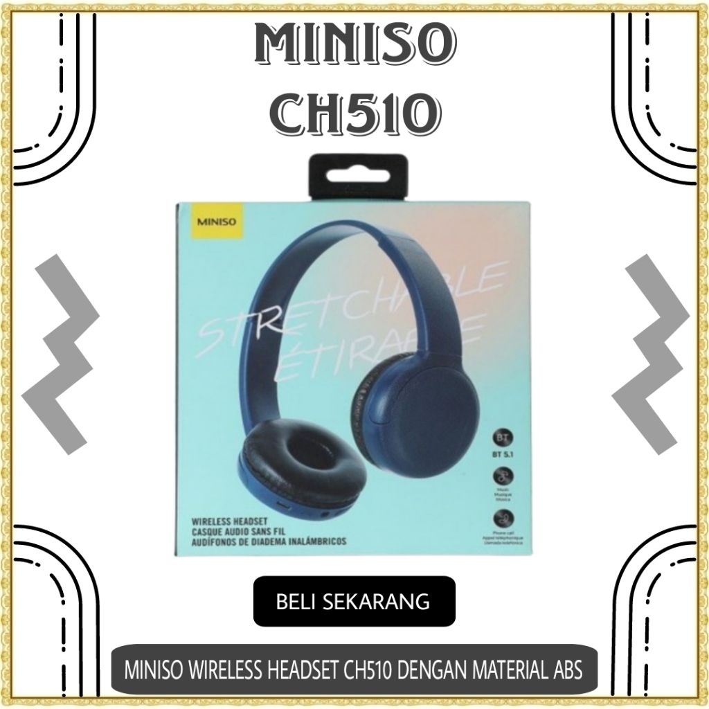 Miniso EarphoneHeadset Bluetooth 5.1 Gaming Nirkabel CH510