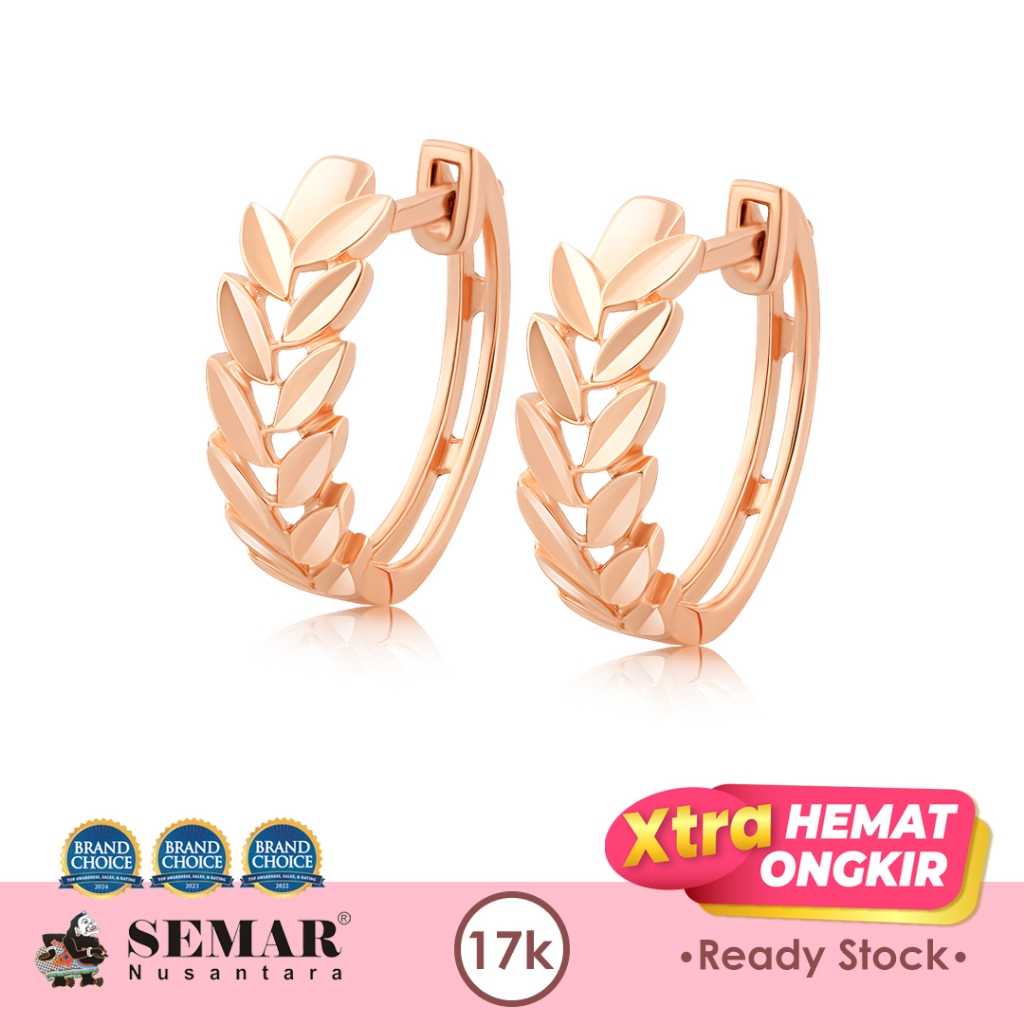 Anting Emas Willow Leaf Rose Gold 17K Semar Nusantara