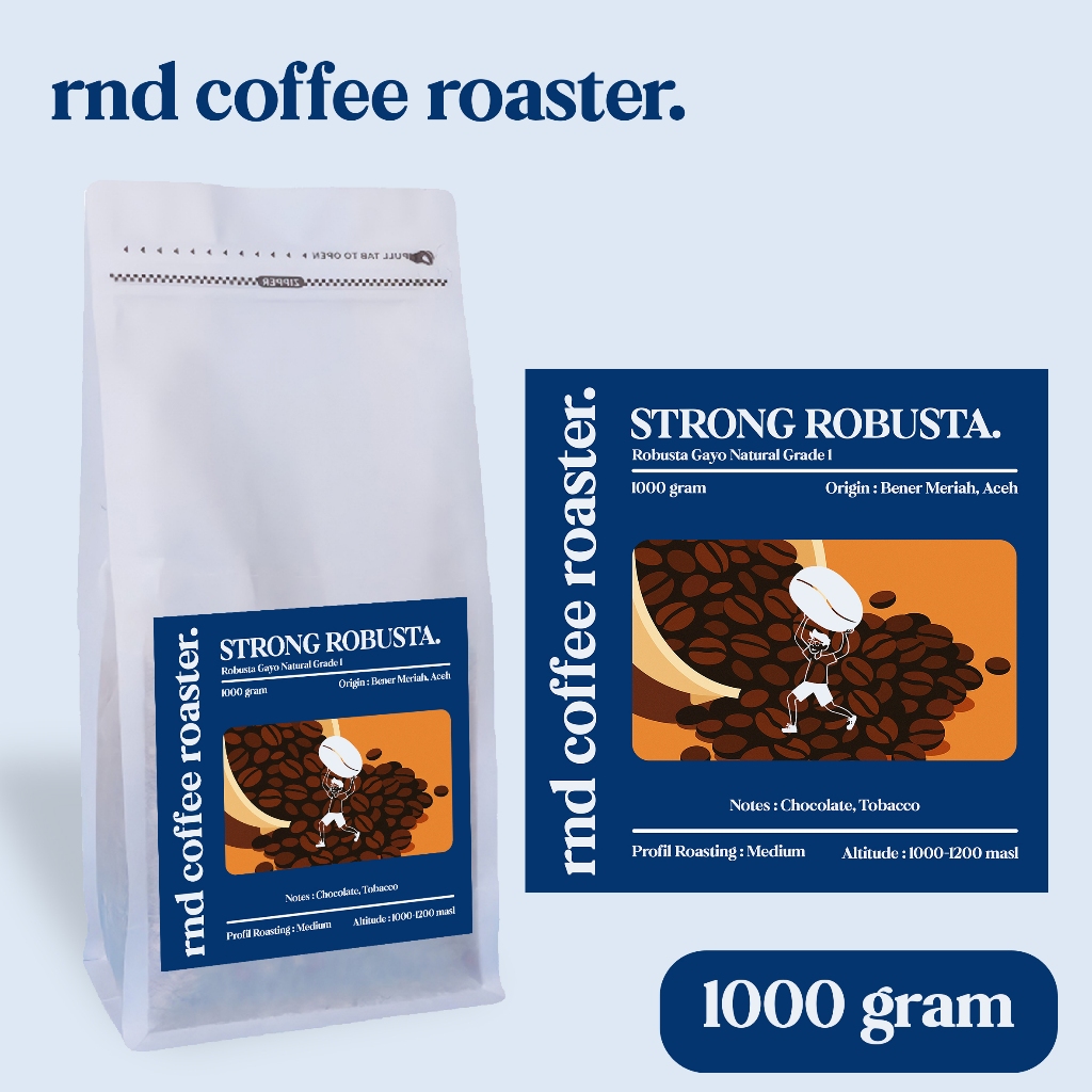 

STRONG ROBUSTA KOPI ROBUSTA GAYO NATURAL 1000 GRAM - ESPRESSO BASED - BIJI KOPI BUBUK - RND COFFEE ROASTER