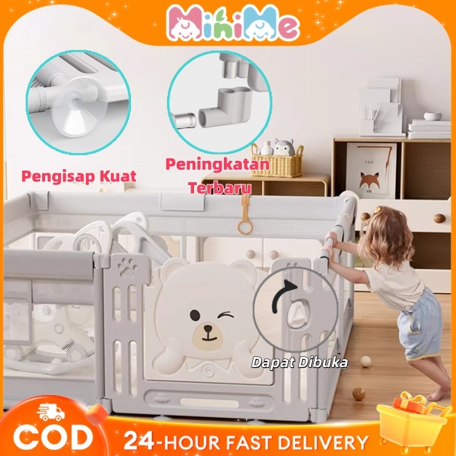 Playpen Kain Oxford Premium - Pagar Bayi Edukasi Multifungsi 6Bulan+ untuk Mandi Bola Rumahan & Area