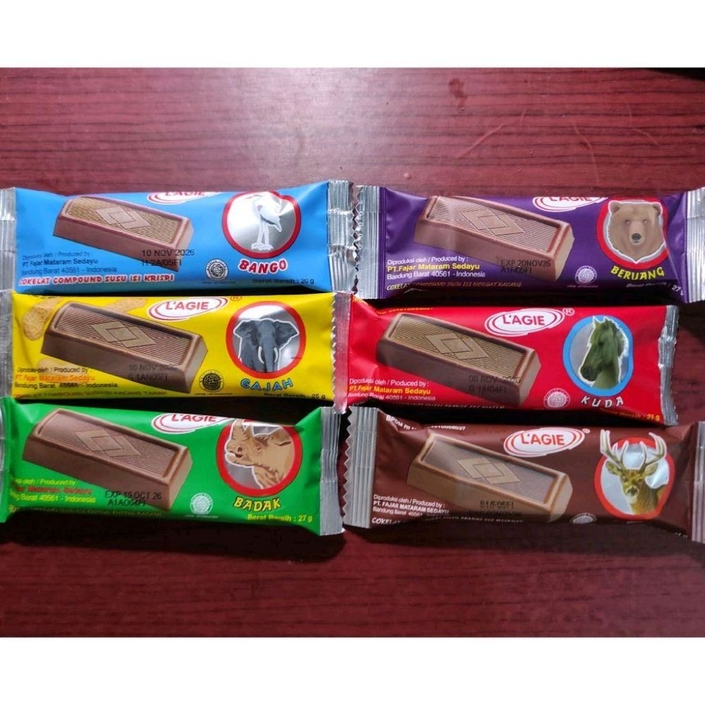 

Wafer Coklat L'AGIE Lagie 25gr Series Animals Kuda Gajah Crisy