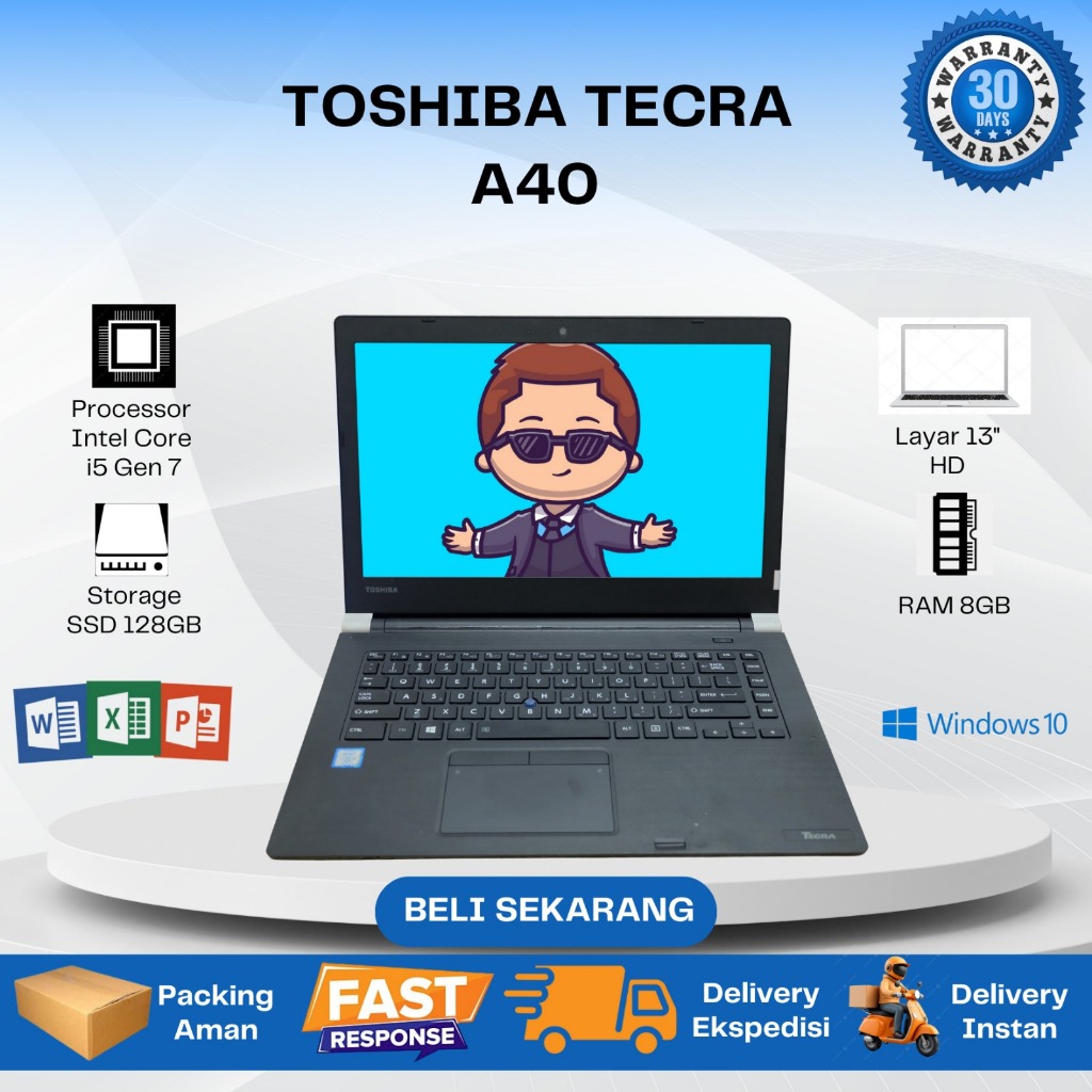 Toshiba Tecra A40 Intel Core i5 Gen 7 Ram 8GB SSD 128GB 13inch