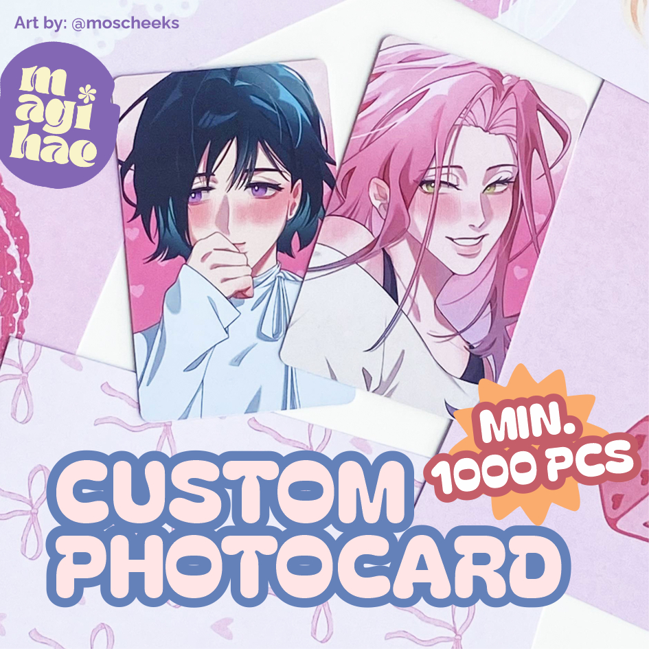 [Min. 1000pcs] Custom Photocard Print 2 Sisi Laminasi Glossy Matte Hologram Glitter - Magihae