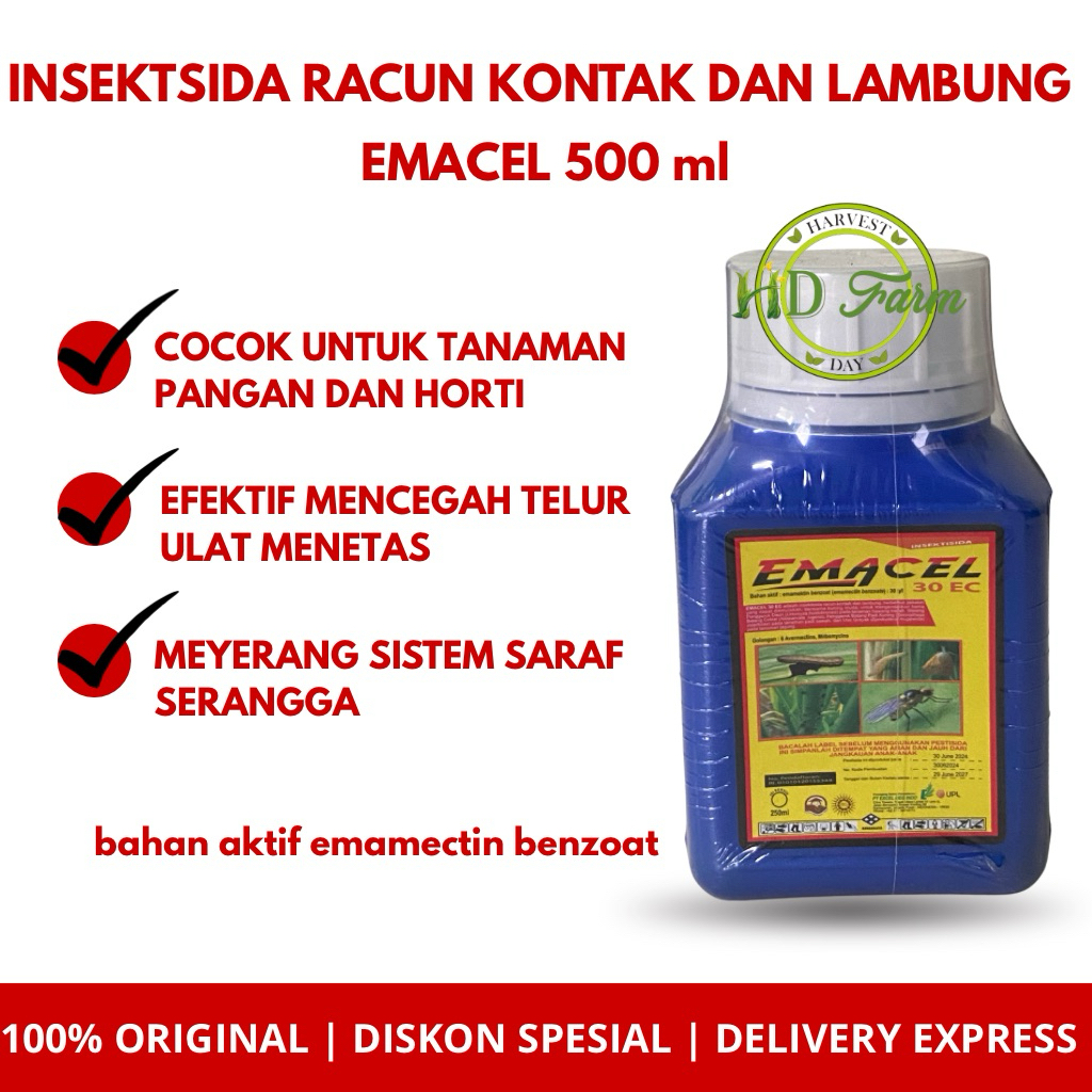 [ORIGINAL] Insektisida Cair Emacel 500 ml | Setenga liter – Solusi Hama Sayuran | Telur bungker | Ob