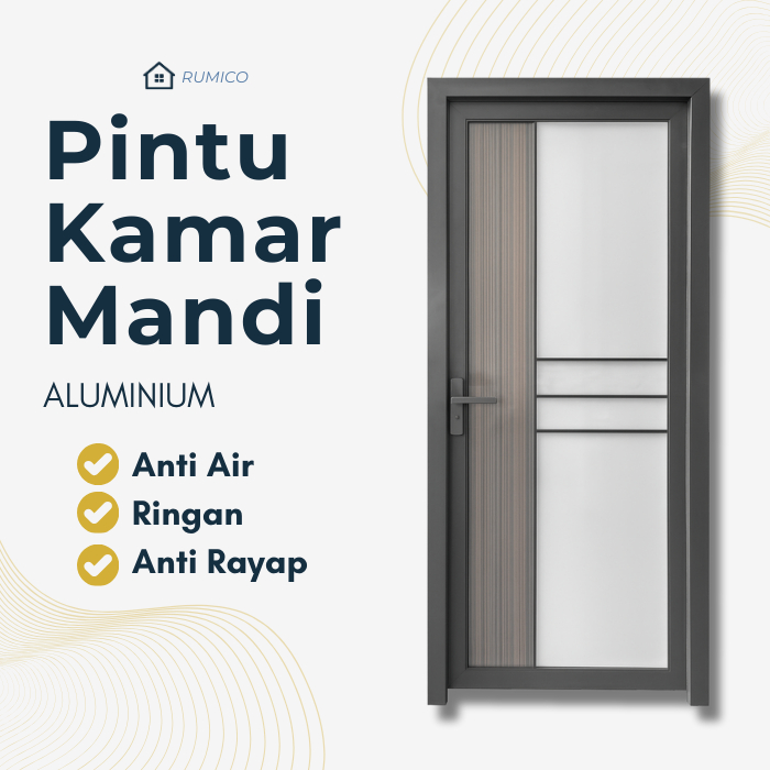 PINTU ALUMINIUM KAMAR MANDI 20X700 CM + KUSEN / PINTU KAMAR ALUMUNIUM KACA ICEPOL