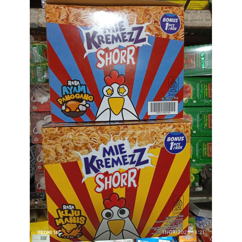 

1 box snack mie kremezz shake shorr isi 20s
