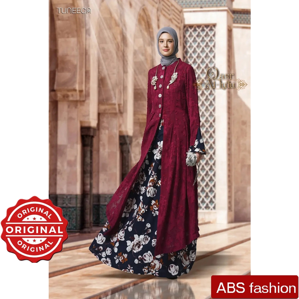 Set Gamis tanpa lengan + Outer TUNEECA Luma Almiera, Gamis pesta & lebaran mewah