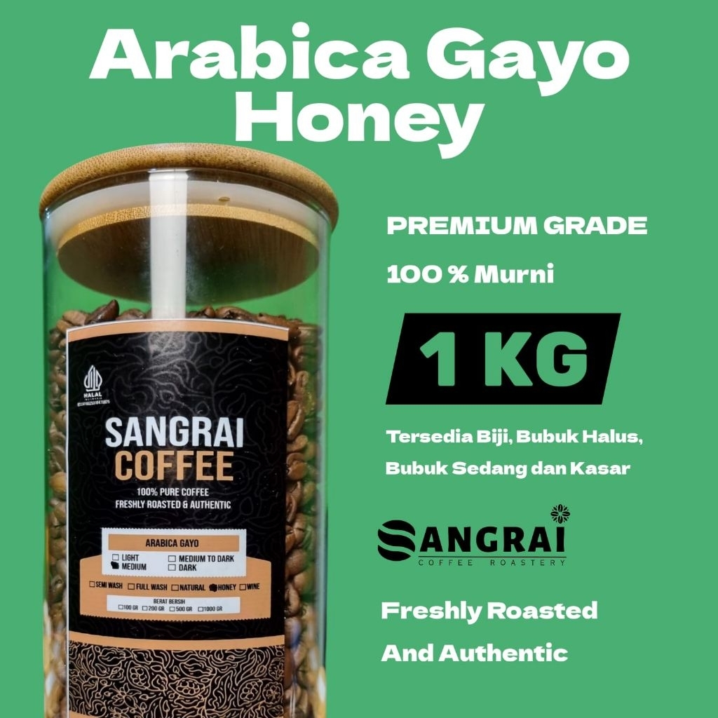 

Kopi Arabika Honey Gayo Sangrai Medium Roast Coffee Murni Tanpa Campuran